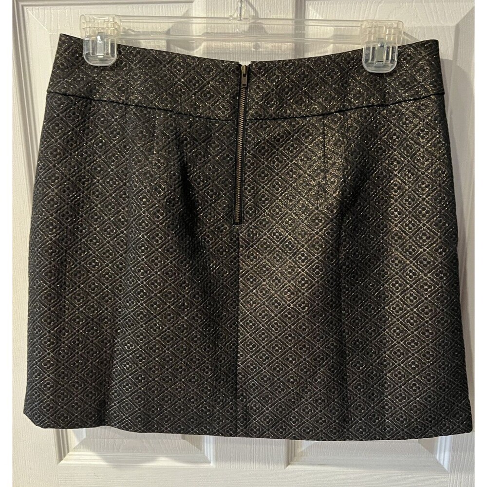 Ann Taylor Loft Skirt Womens 12 Metallic Brocade Pocket Pleated office siren New - Picture 6 of 10